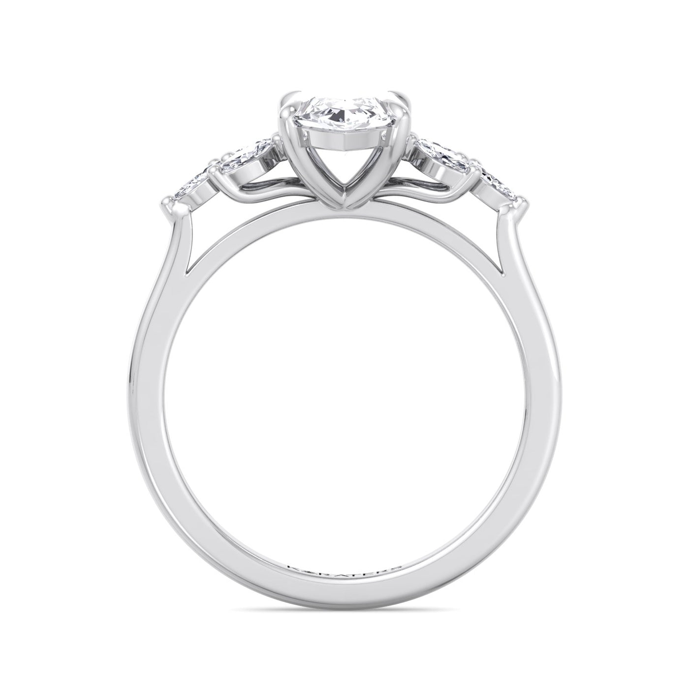 Kerbel - Marquise Cut Solitaire Lab Grown Diamond Engagement Ring Marquise Triple SideStones