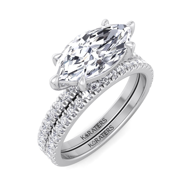 3.80CT Total Weight Marquise Shape Lab Grown Diamond Wedding Set White Gold 18K
