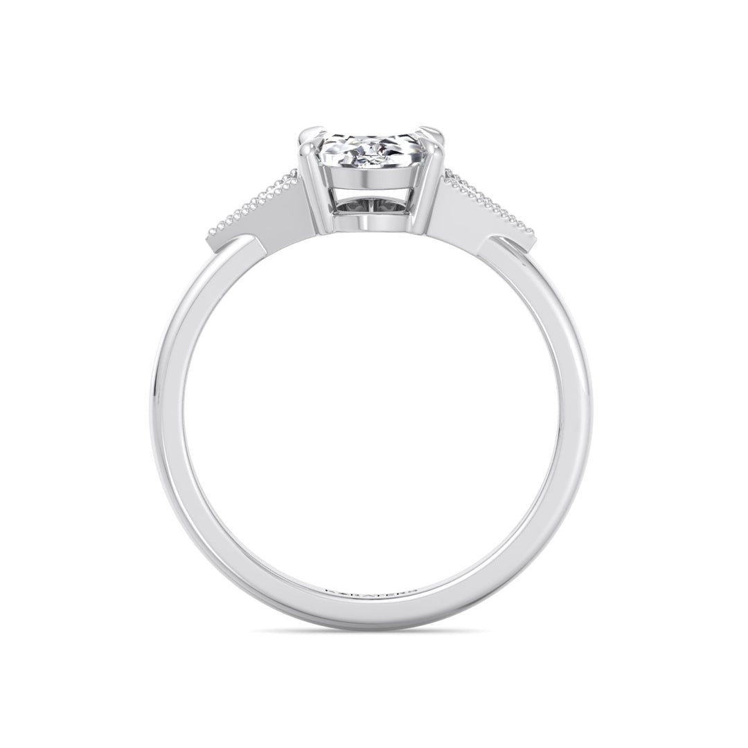 Vintage Style Oval Shape Rose-Cut Lab Grown Diamond Engagement Ring White Gold