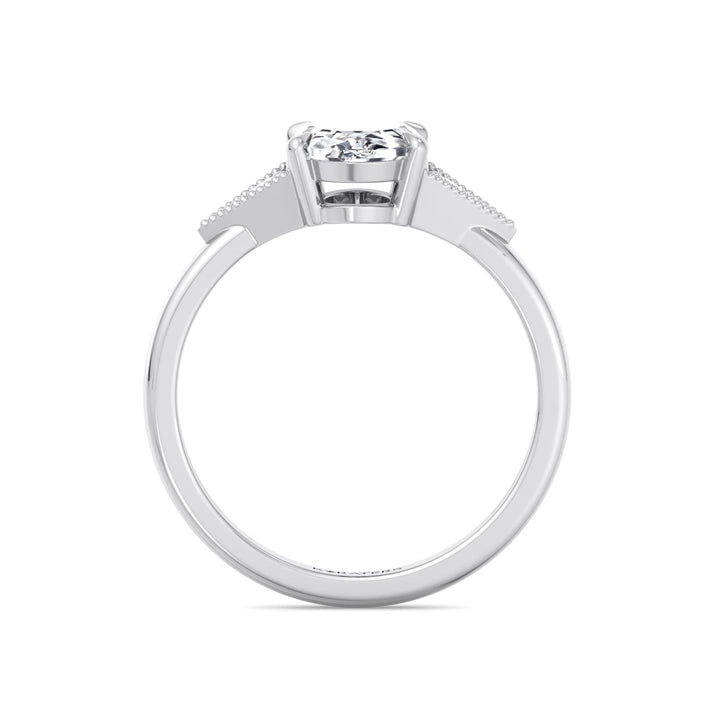 Vintage Style Oval Shape Rose-Cut Lab Grown Diamond Engagement Ring White Gold