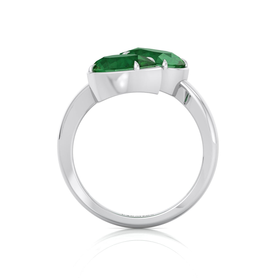  Pear Shape Green Emerald  Lab Grown Diamond Wrap Ring WG 4