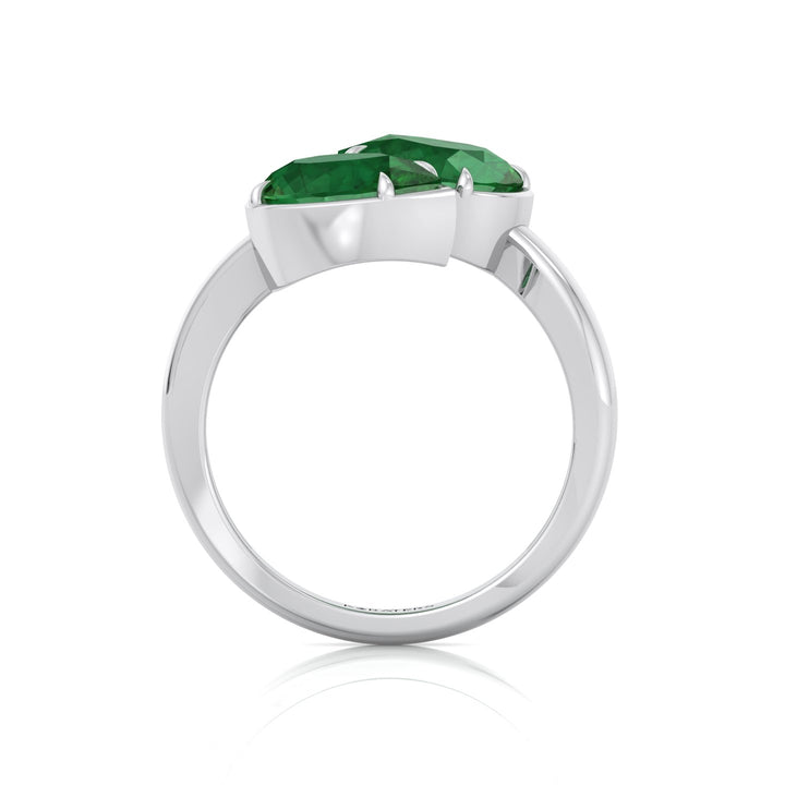  Pear Shape Green Emerald  Lab Grown Diamond Wrap Ring WG 4