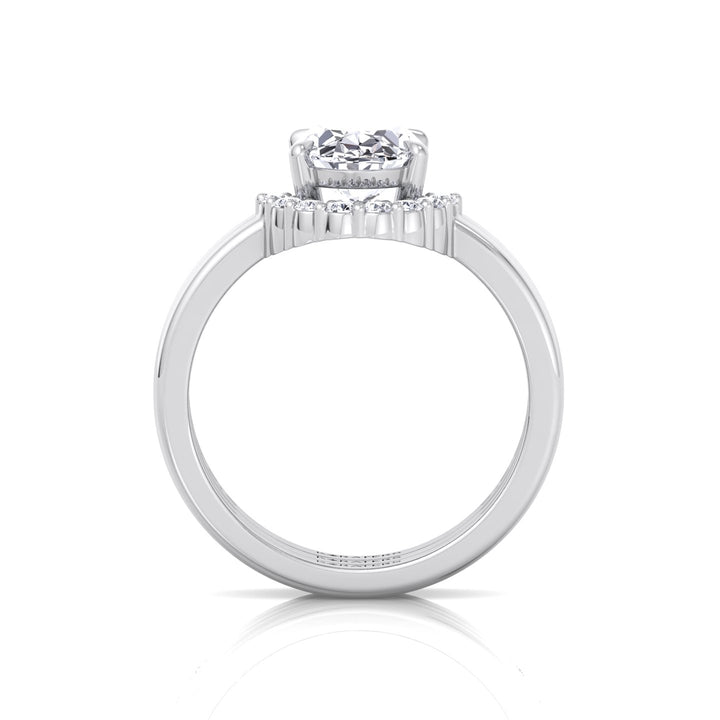 3.95CT Total Weight Oval Shape Lab Grown Diamond Wedding Set White Gold