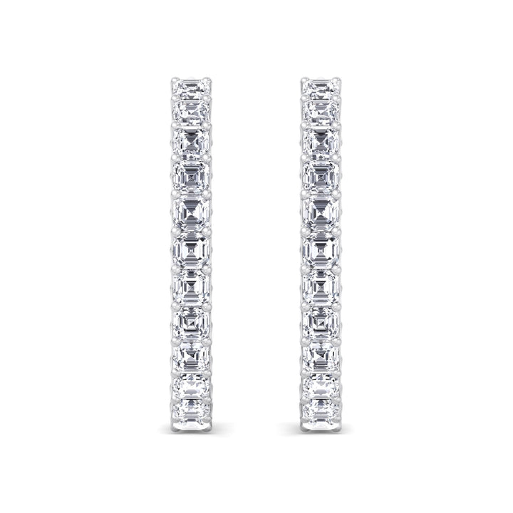 Inside Out Asscher Cut Lab Grown Diamond Hoop Earrings White Gold 
