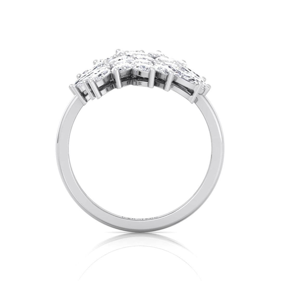 Marquise Cut Cluster Lab Grown Diamond Ring  WG 4