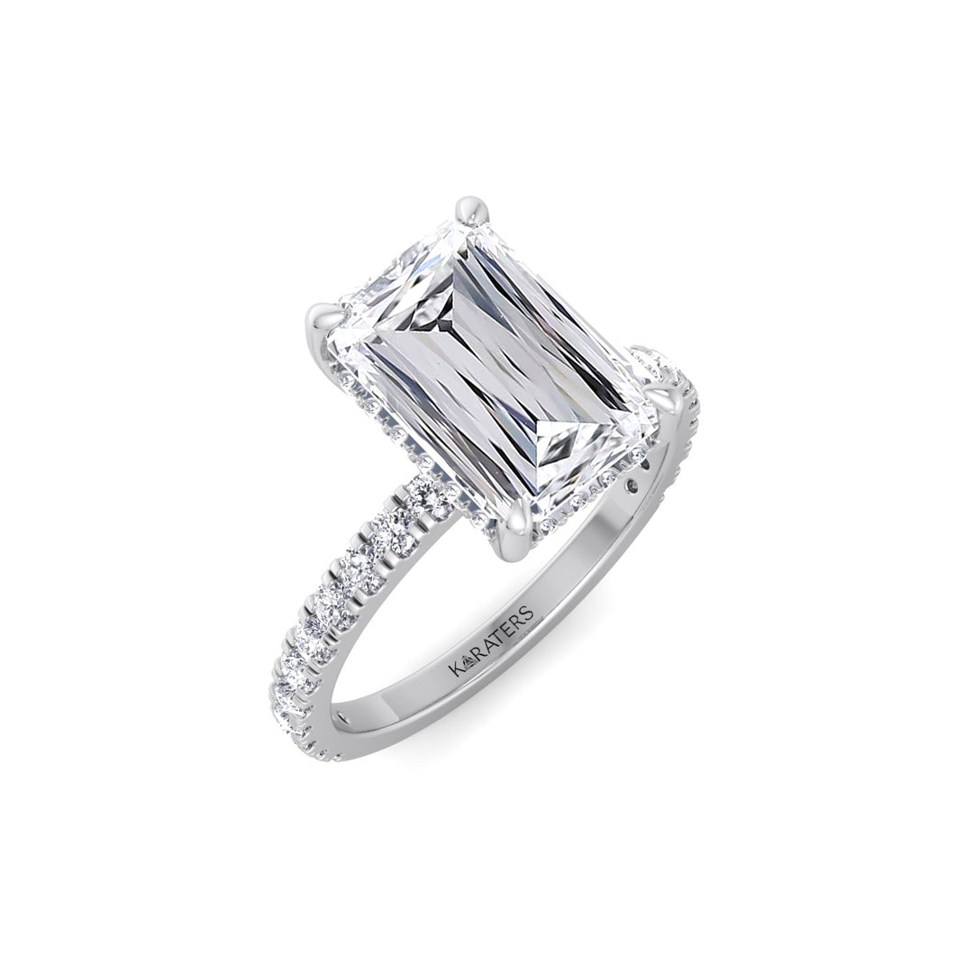 Ashoka Lab Grown Diamond Engagement Ring with Pavé Band White Gold 18K