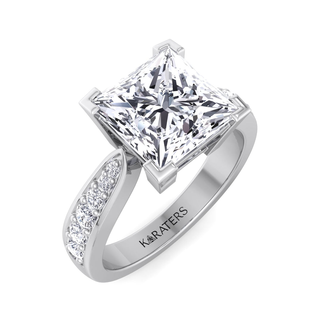 Princess Cut Lab-Grown Diamond Engagement Ring with SideStones Channel Setting