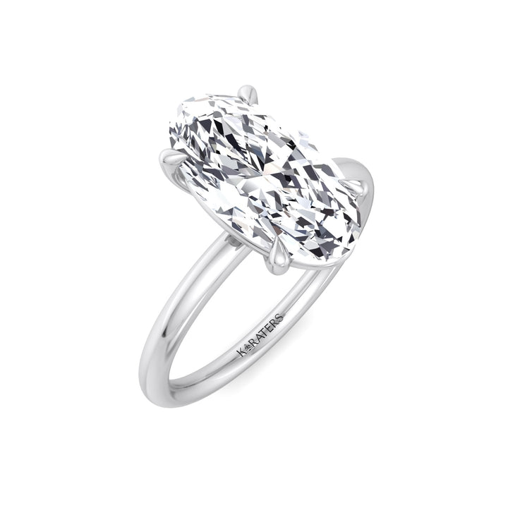 Moval Solitaire Lab-Grown Diamond Engagement Ring White Gold 18K