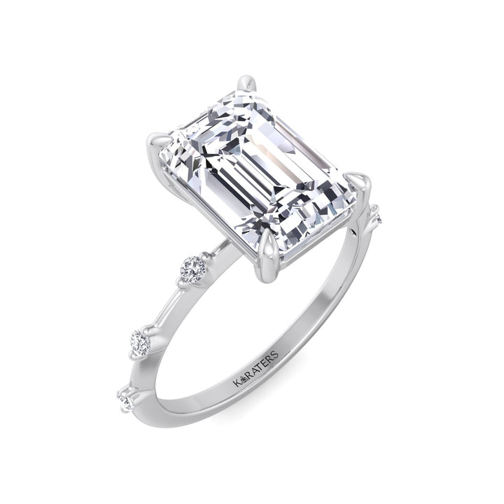 Multiple Stone Emerald Cut Lab-Grown Diamond Ring with Thin Band