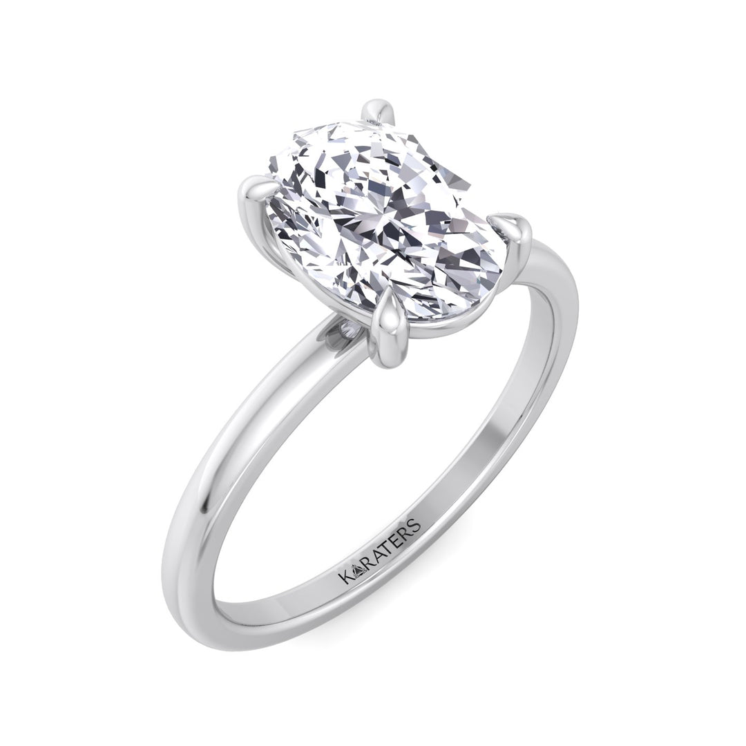 Two Tone Gold Oval Cut Lab Grown Diamond Engagement Ring