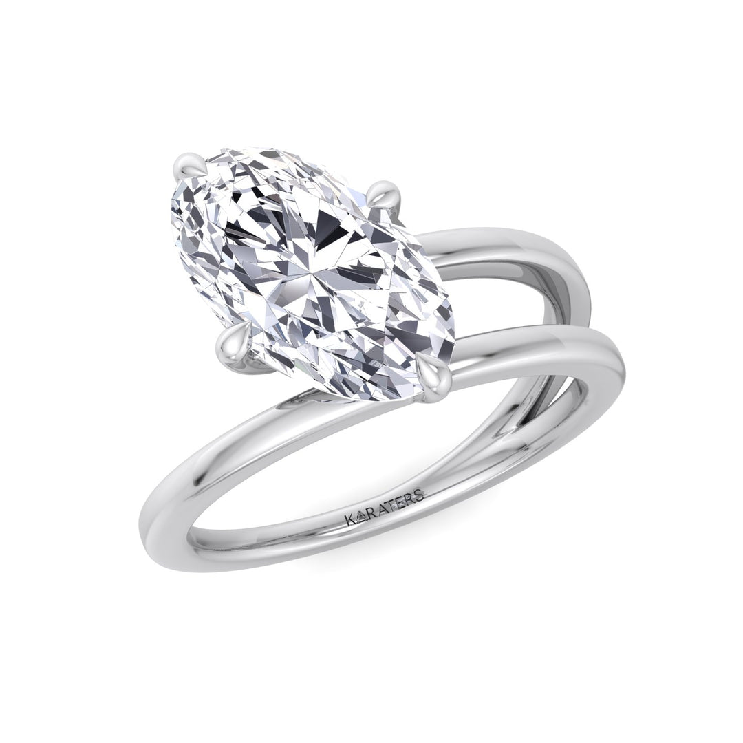 Twist Band Solitare Moval Lab-Grown Diamond Engagement Ring