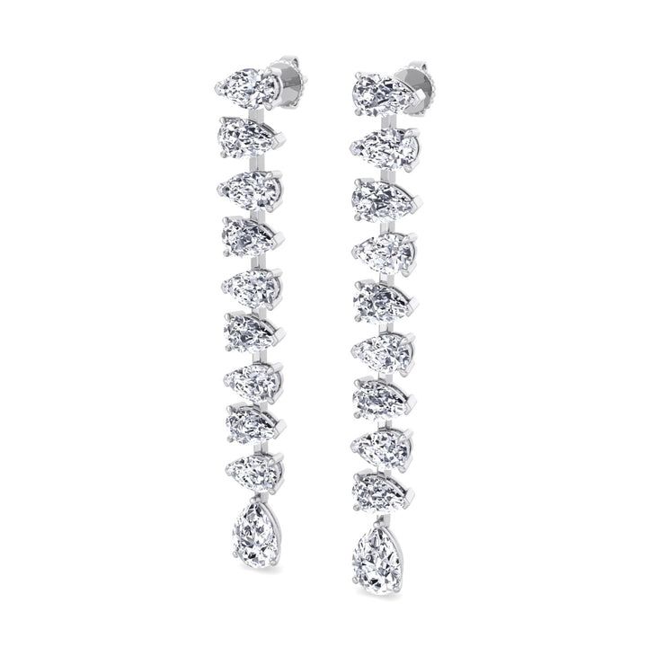 Pear Shape Tennis Drop Earrings Lab Grown Diamond lifestyle WG 3