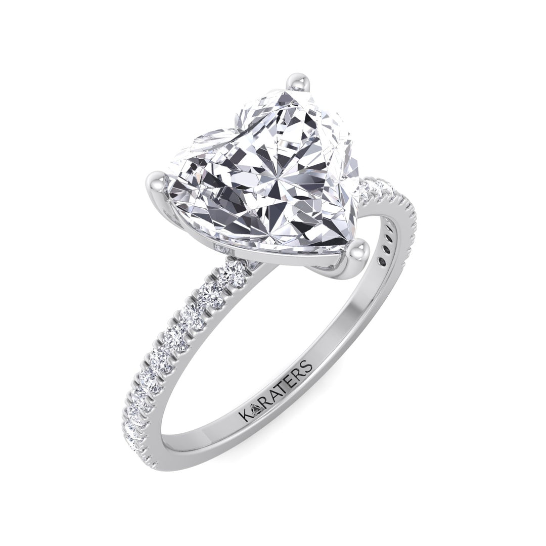 Heart Shaped Cut Lab Grown Diamond Engagement Ring with SideStones