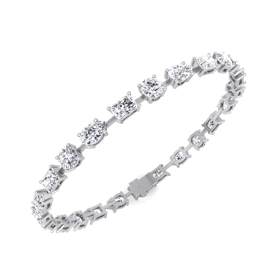 Round, Emerald & Pear Shape Lab-Grown Diamond Tennis Bracelet WG 3