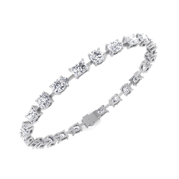 Round, Emerald & Pear Shape Lab-Grown Diamond Tennis Bracelet WG 3