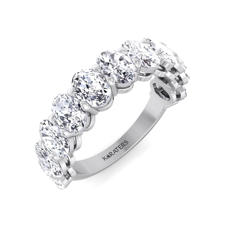 Llívia - Oval Cut Lab Grown Diamond Semi/Halfway Eternity Band