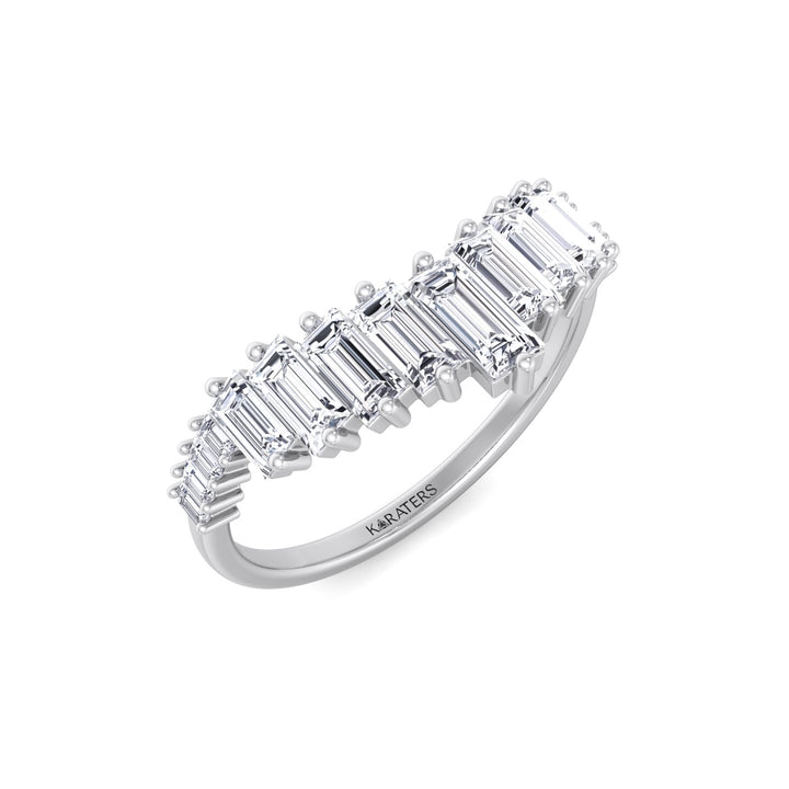 Baguette Lab Grown Diamond Wedding Band White Gold 14K
