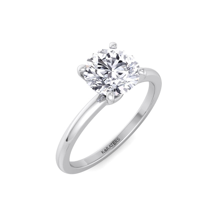 Two Tone Round Shape Solitaire Lab-Grown Diamond Engagement Ring White Gold 18K