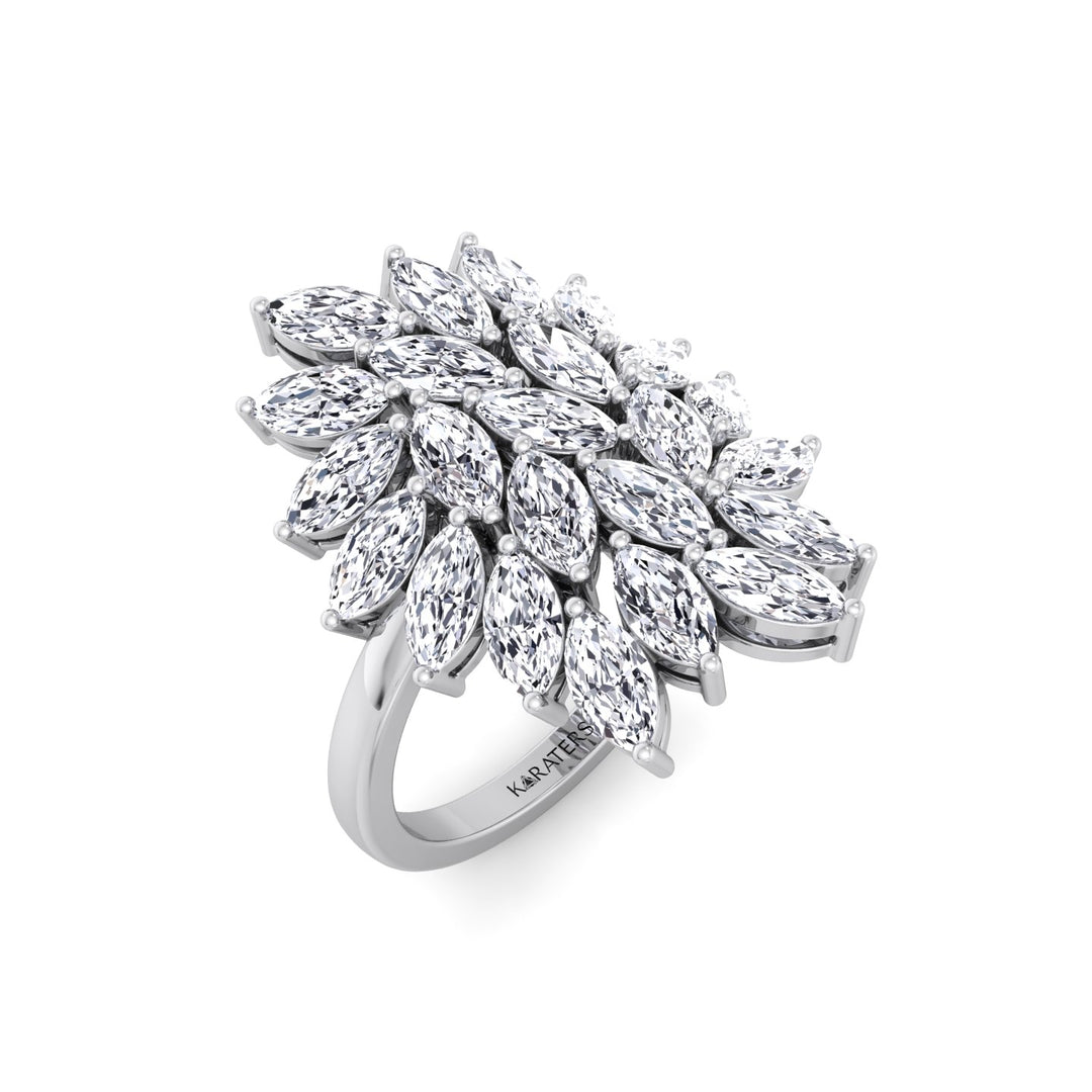 Marquise Cut Cluster Lab Grown Diamond Ring  WG 2