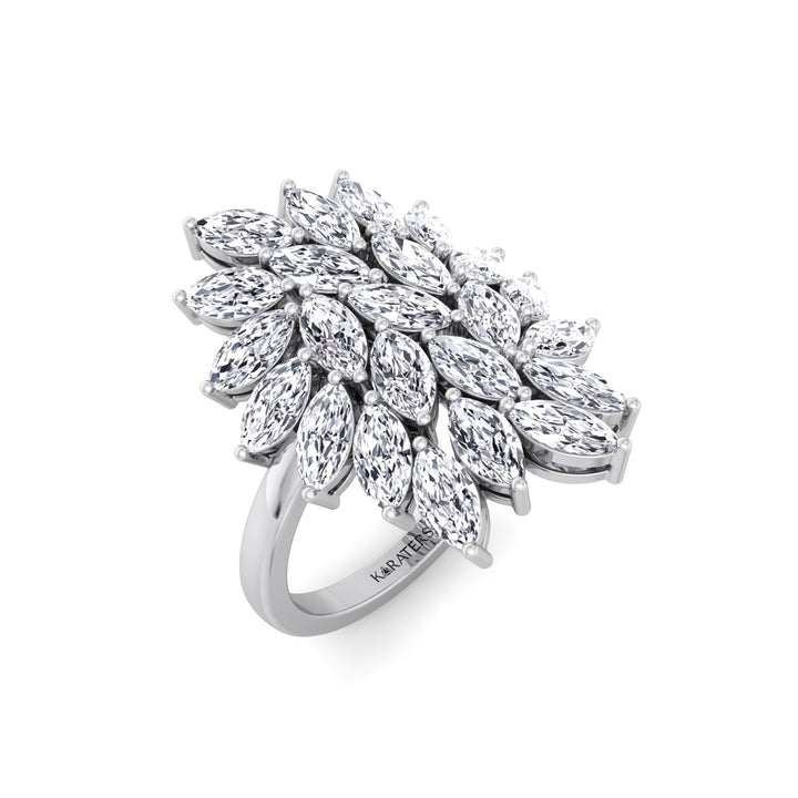 Marquise Cut Cluster Lab Grown Diamond Ring  WG 2