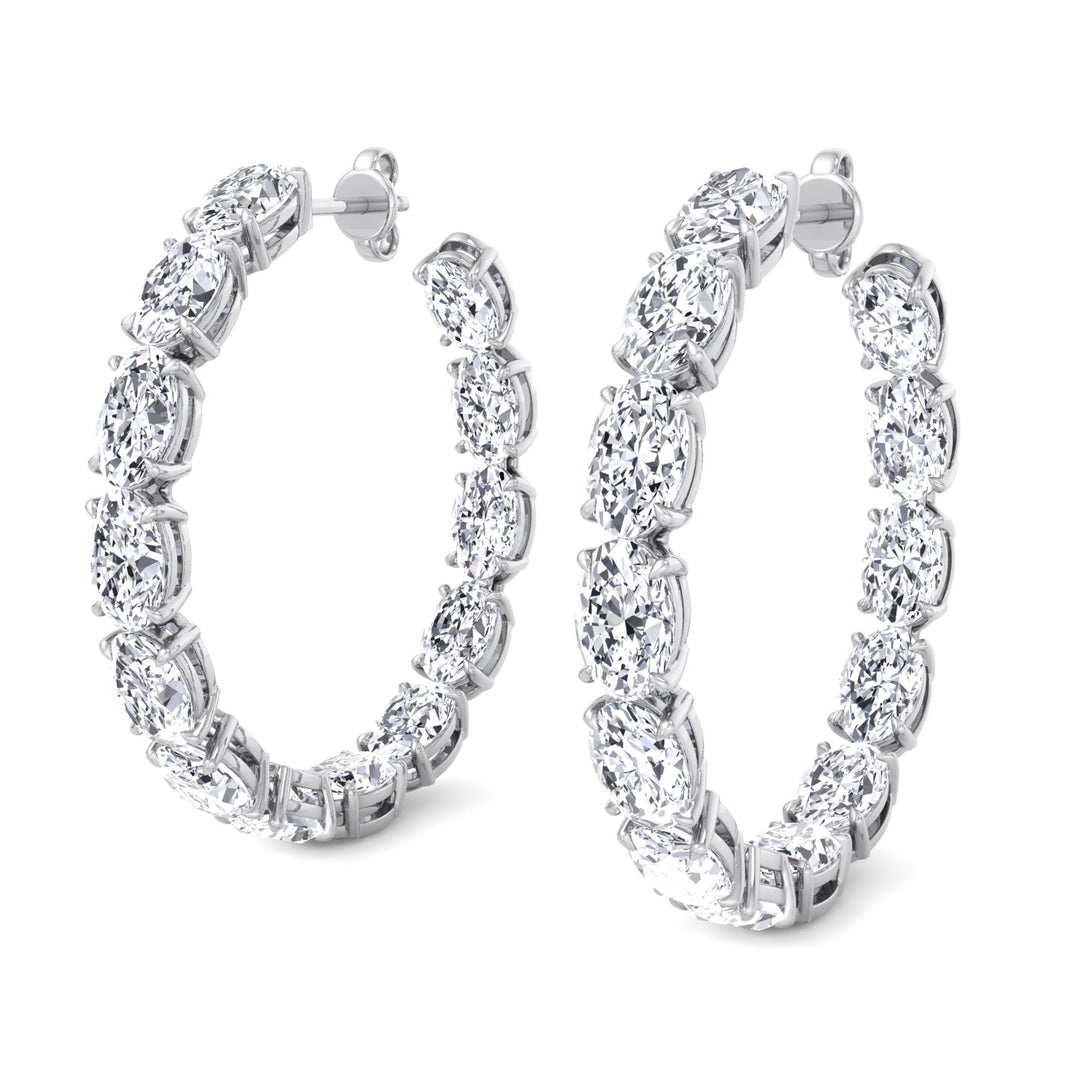 Oval-Cut Lab Grown Diamond Hoops- 14K-18K-Platinum-5CT