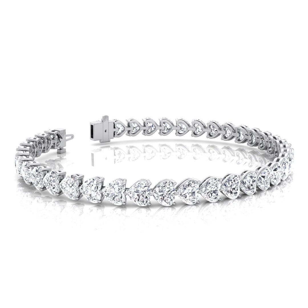East to West Heart Shape Lab Grown Diamond Tennis Bracelet White Gold 18K
