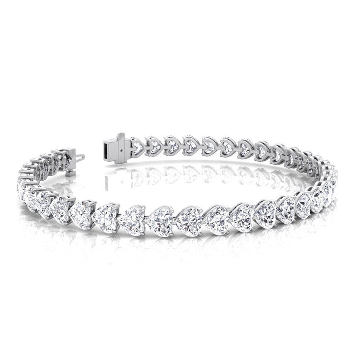 East to West Heart Shape Lab Grown Diamond Tennis Bracelet White Gold 18K