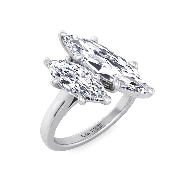 Marquise Cut Two-Stone Lab Grown Diamond Engagement Ring White Gold 14K
