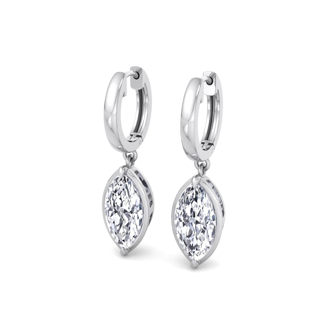 Marquise Shape Lab Grown Diamond Dangle Earrings WG 2