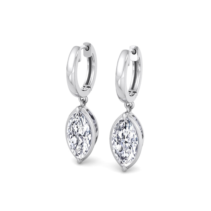 Marquise Shape Lab Grown Diamond Dangle Earrings WG 2