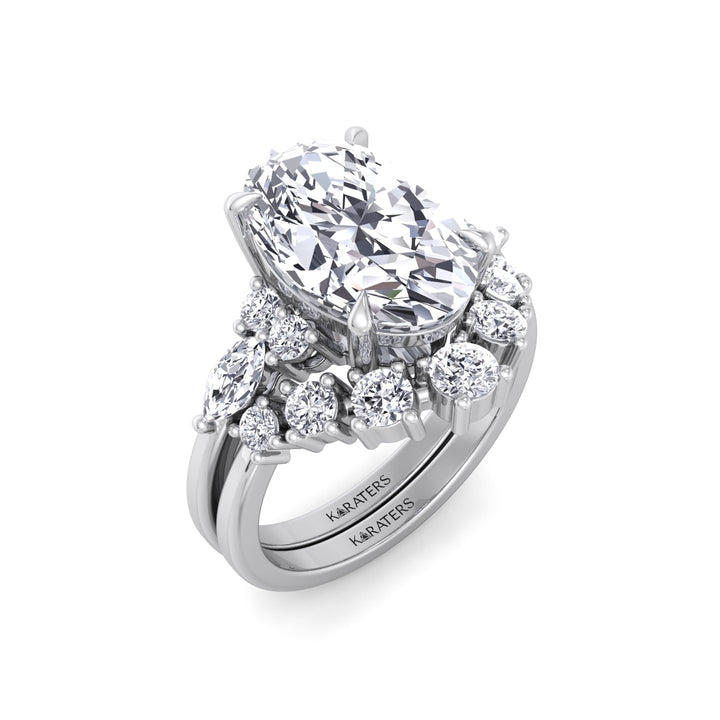 3.63CT Total Weight Oval with Side Stones Grown Diamond Wedding Set  White Gold 18K