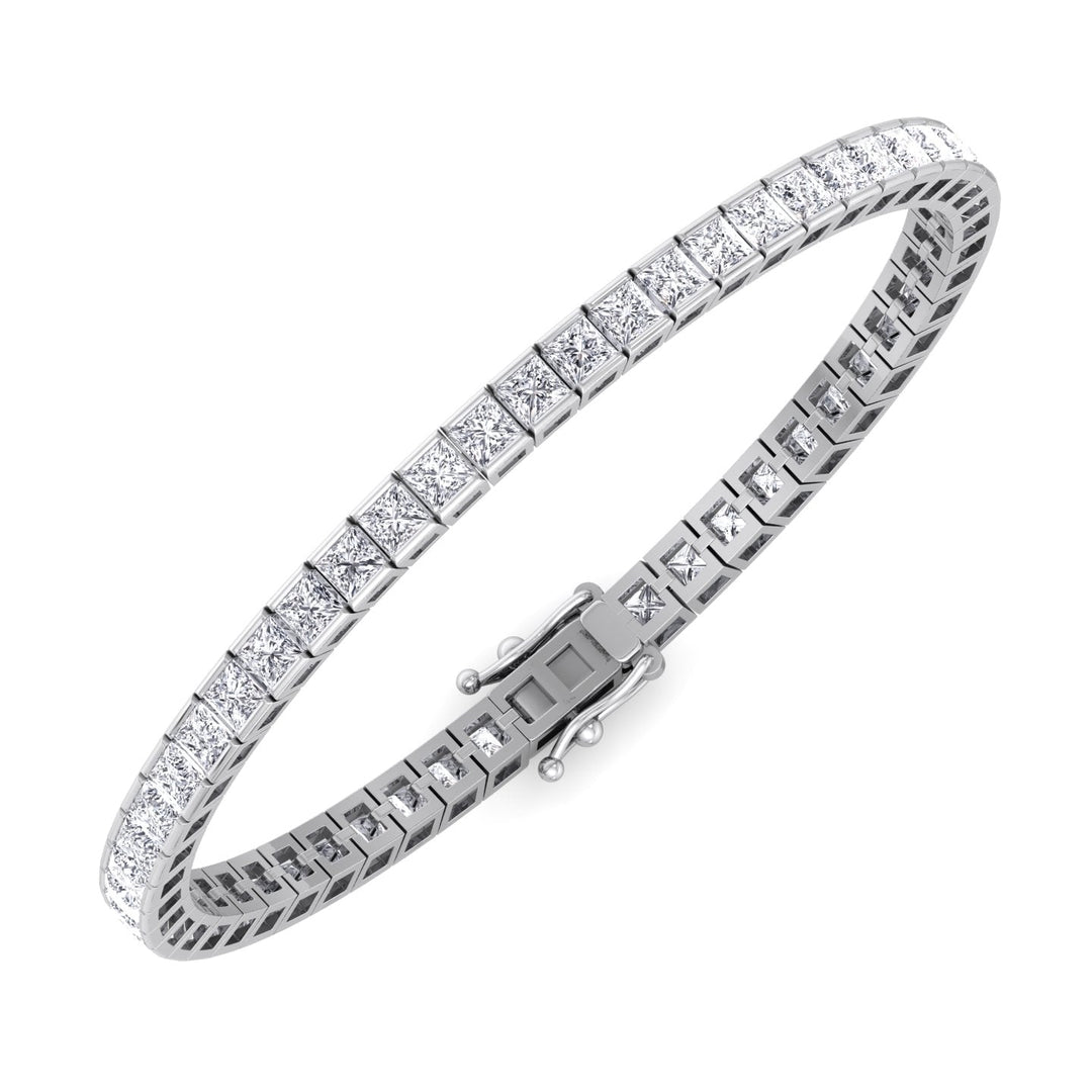 Princess Cut Lab Grown Diamond Tennis Bracelet 18K Solid Gold