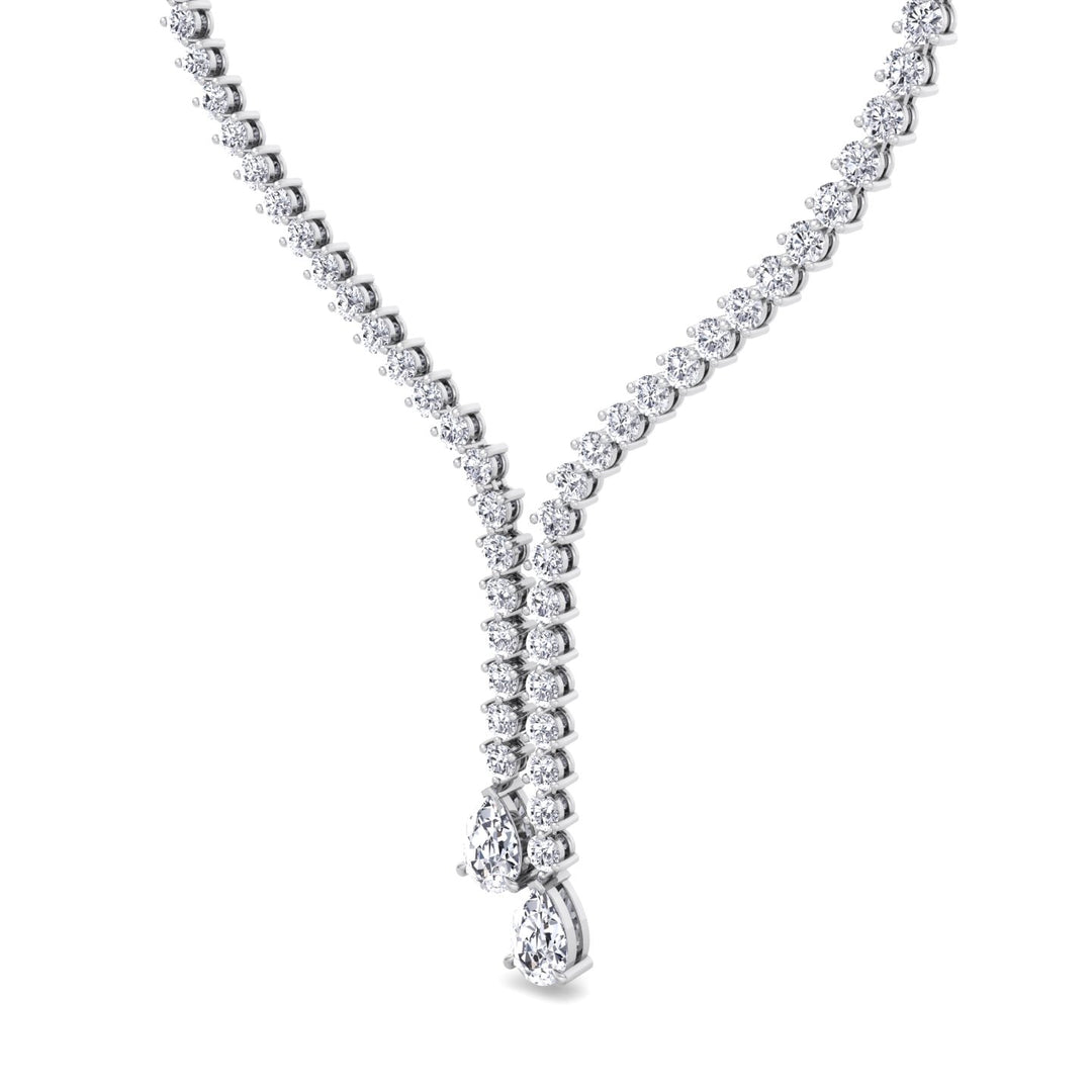 18CT T.W. Pear Shape Lab Grown Diamond Lariat Tennis Necklace White Gold 14K