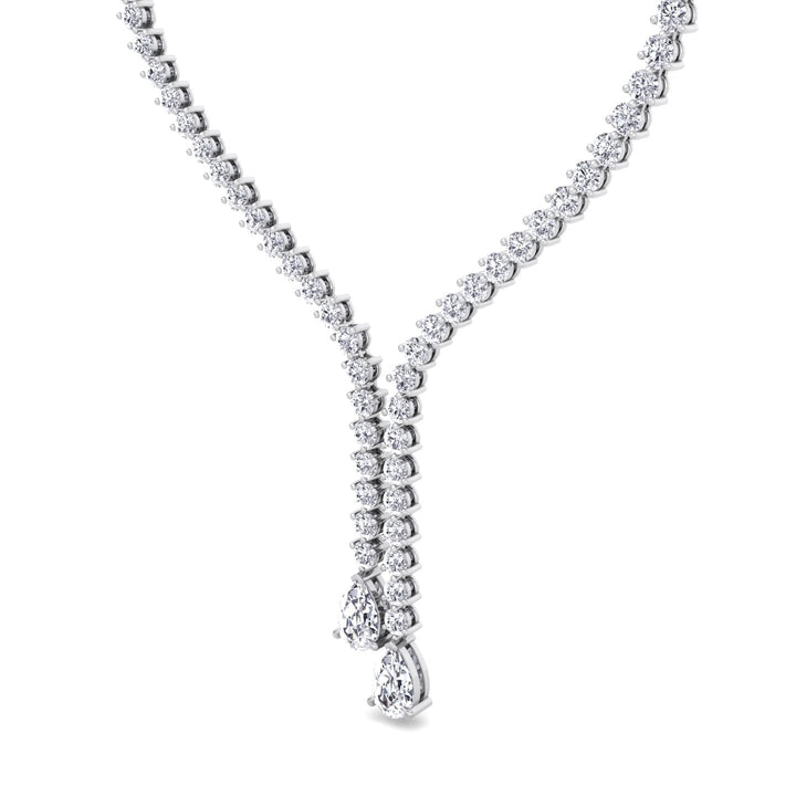 18CT T.W. Pear Shape Lab Grown Diamond Lariat Tennis Necklace White Gold 14K