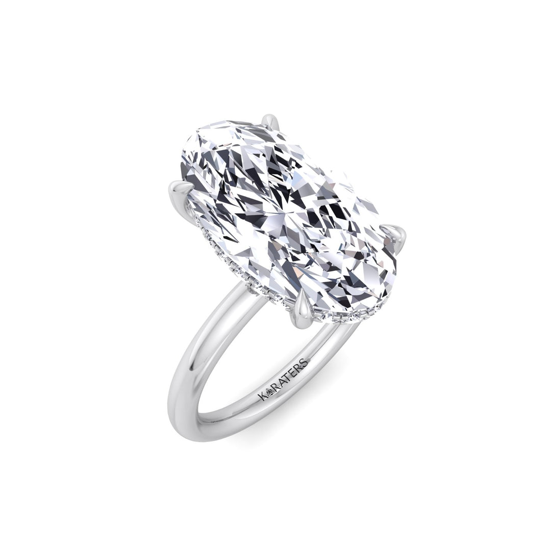 Moval Lab Grown Diamond Engagement Ring with Hidden Halo White Gold 18K