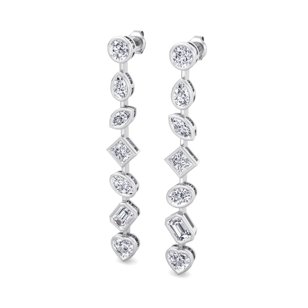 Multi Stone Bezel Tennis Earrings Lab Grown Diamond WG 3