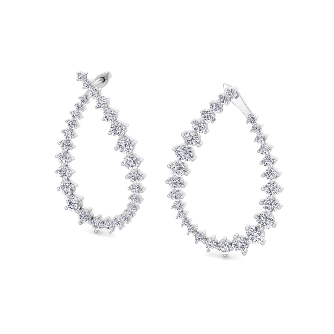 Round Teardrop Shape Lab-Grown Diamond Earrings WG