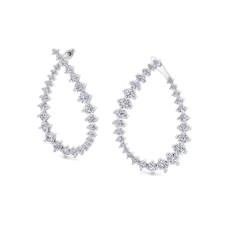 Round Teardrop Shape Lab-Grown Diamond Earrings WG