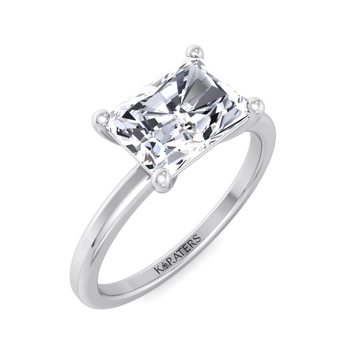 Radiant Cut Solitaire Lab Grown Diamond Engagement Ring East West