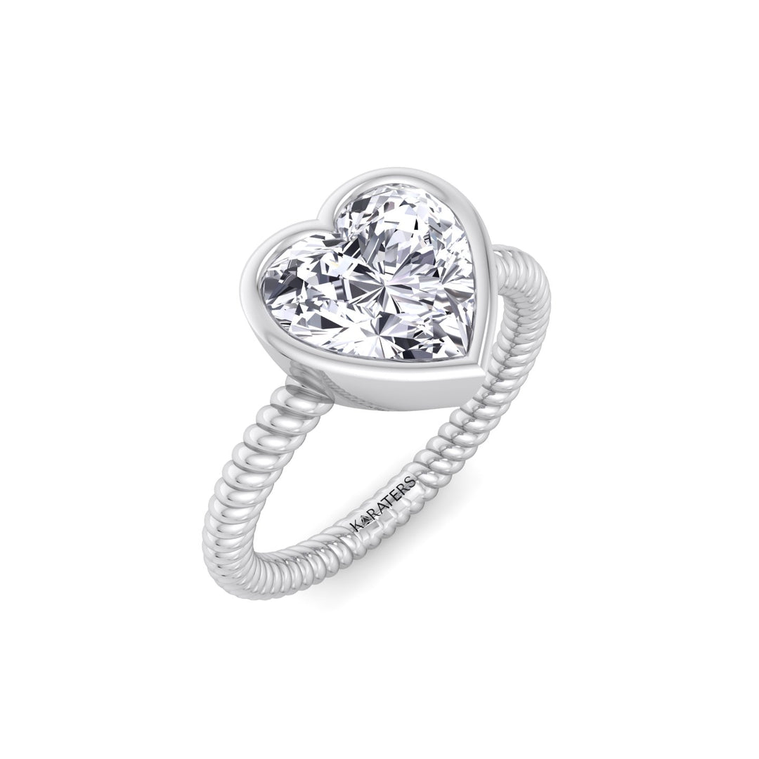 Heart Shape Twisted Rope Band Lab  Diamond Ring WG 2