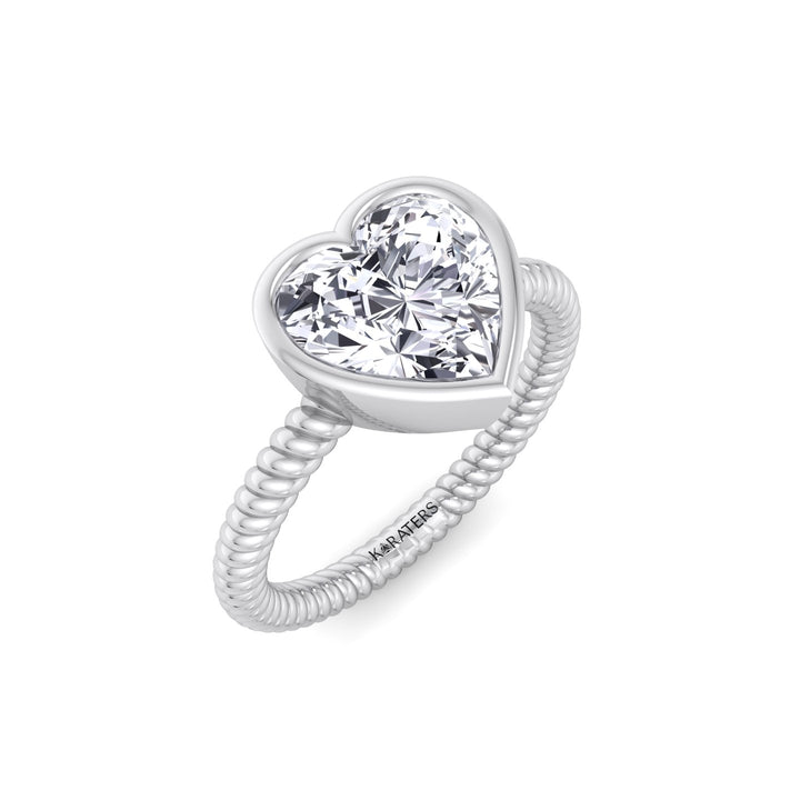 Heart Shape Twisted Rope Band Lab  Diamond Ring WG 2