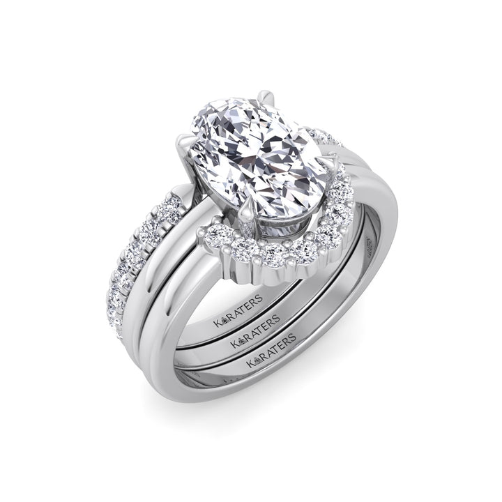 3.95CT Total Weight Oval Shape Lab Grown Diamond Wedding Set White Solid Gold 14K 18K