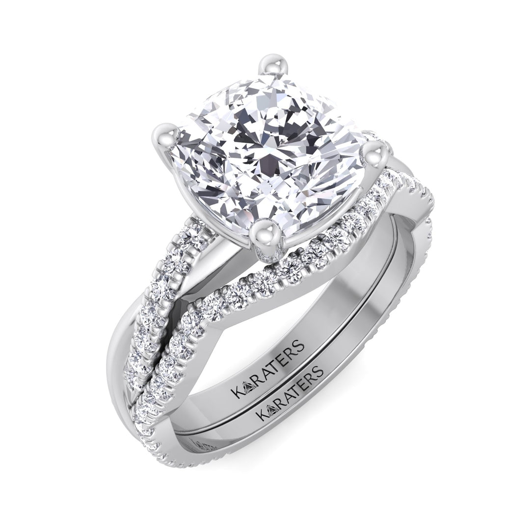 4.5CT Total Weight Cushion Cut Lab Grown Diamond Wedding Set White Gold 18K