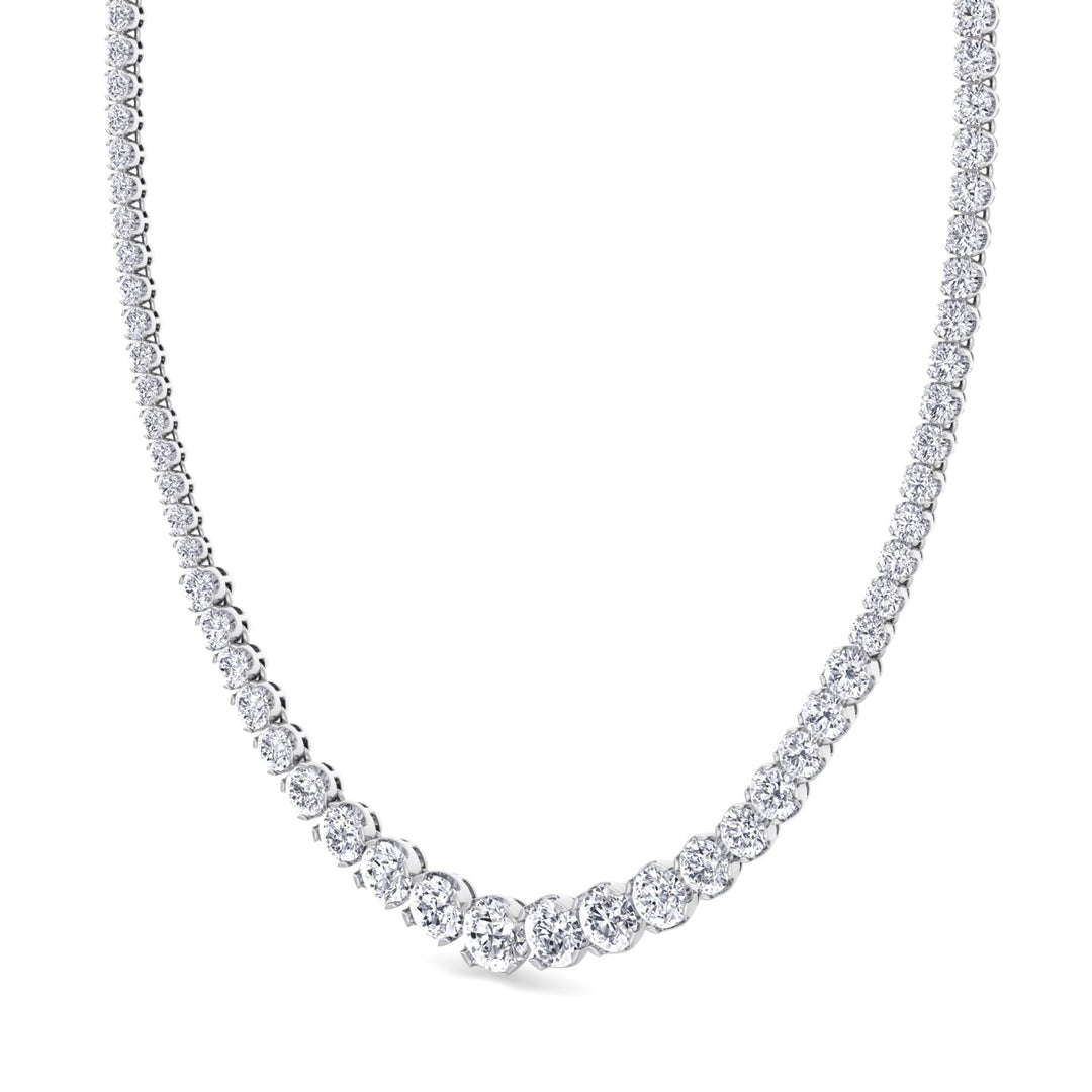 Buttercup Illusion Set Graduated Lab Grown Diamond Tennis Necklace White Gold 14K