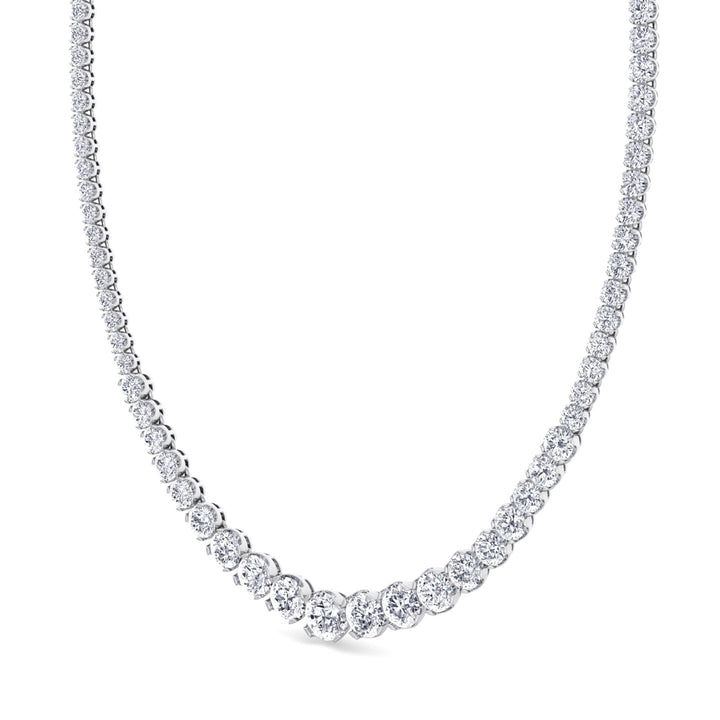 Buttercup Illusion Set Graduated Lab Grown Diamond Tennis Necklace White Gold 14K