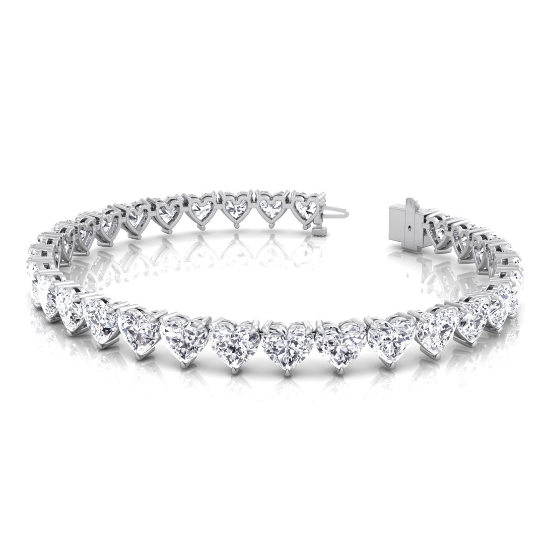 Heart Shape Lab Grown Diamond Tennis Bracelet White Gold 18K