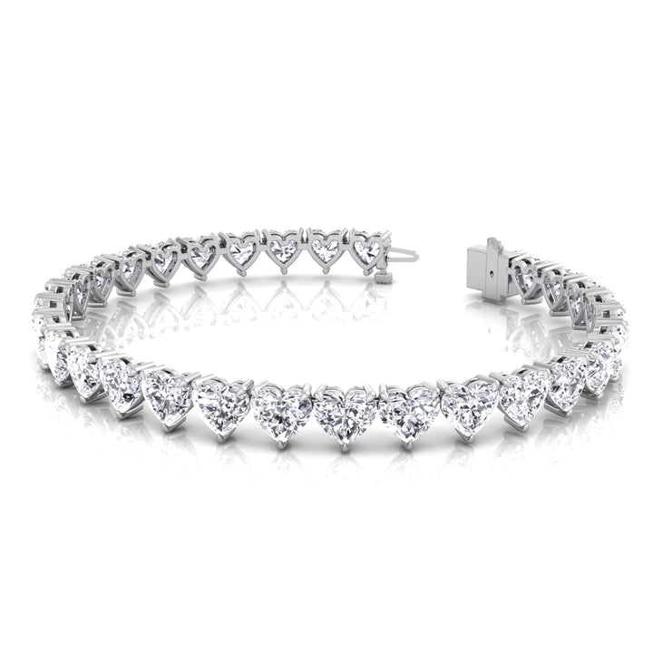 Heart Shape Lab Grown Diamond Tennis Bracelet White Gold 18K