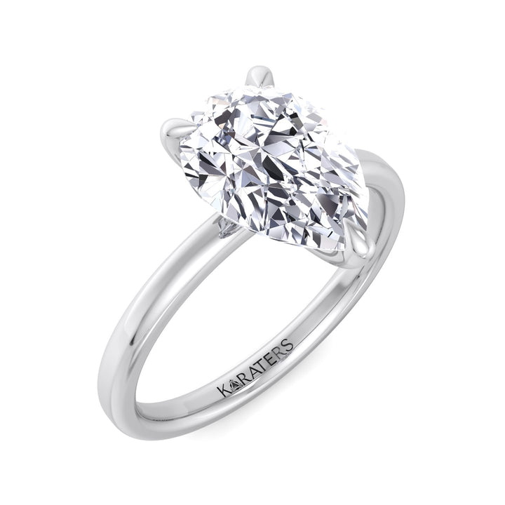 Pear Shape Lab Grown Diamond Engagement Ring with Sidestones