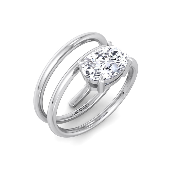 WG Oval Shape Spiral Lab Grown Diamond Ring 3