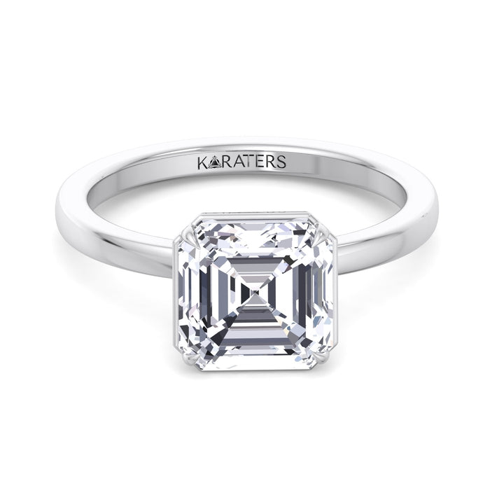 Asscher Cut Lab Grown Diamond Solitaire Engagement Ring